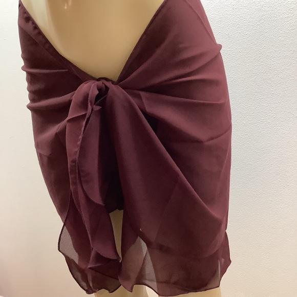 Zuliana Blue, Tan and Burgundy Tie - Three Sarong Bundle. Made In USA. - Picture 3 of 10